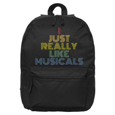I Just Really Like Musicals Retro 70s Vintage Broadway 16 in Basic Backpack