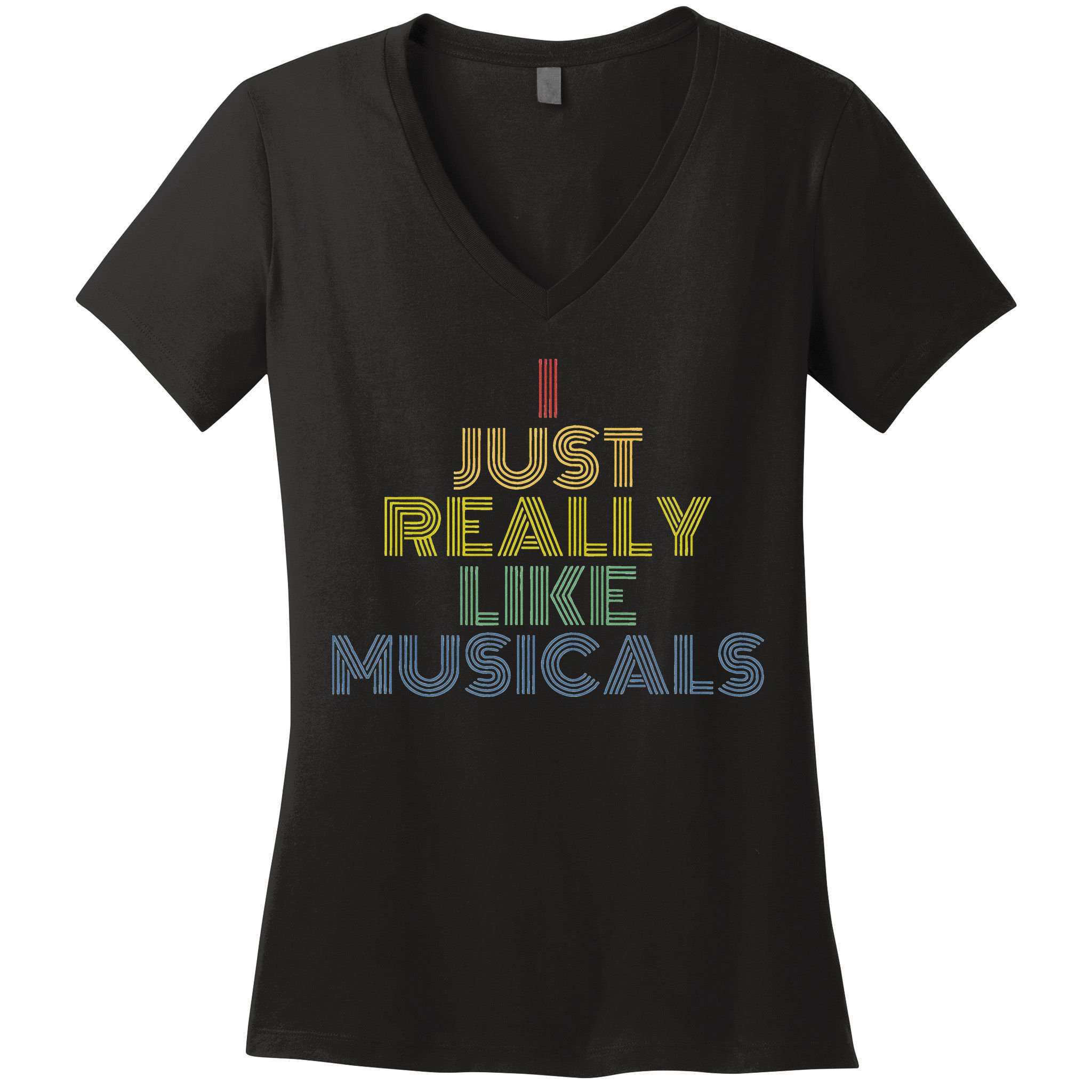 I Just Really Like Musicals Retro 70s Vintage Broadway Women's V-Neck T-Shirt