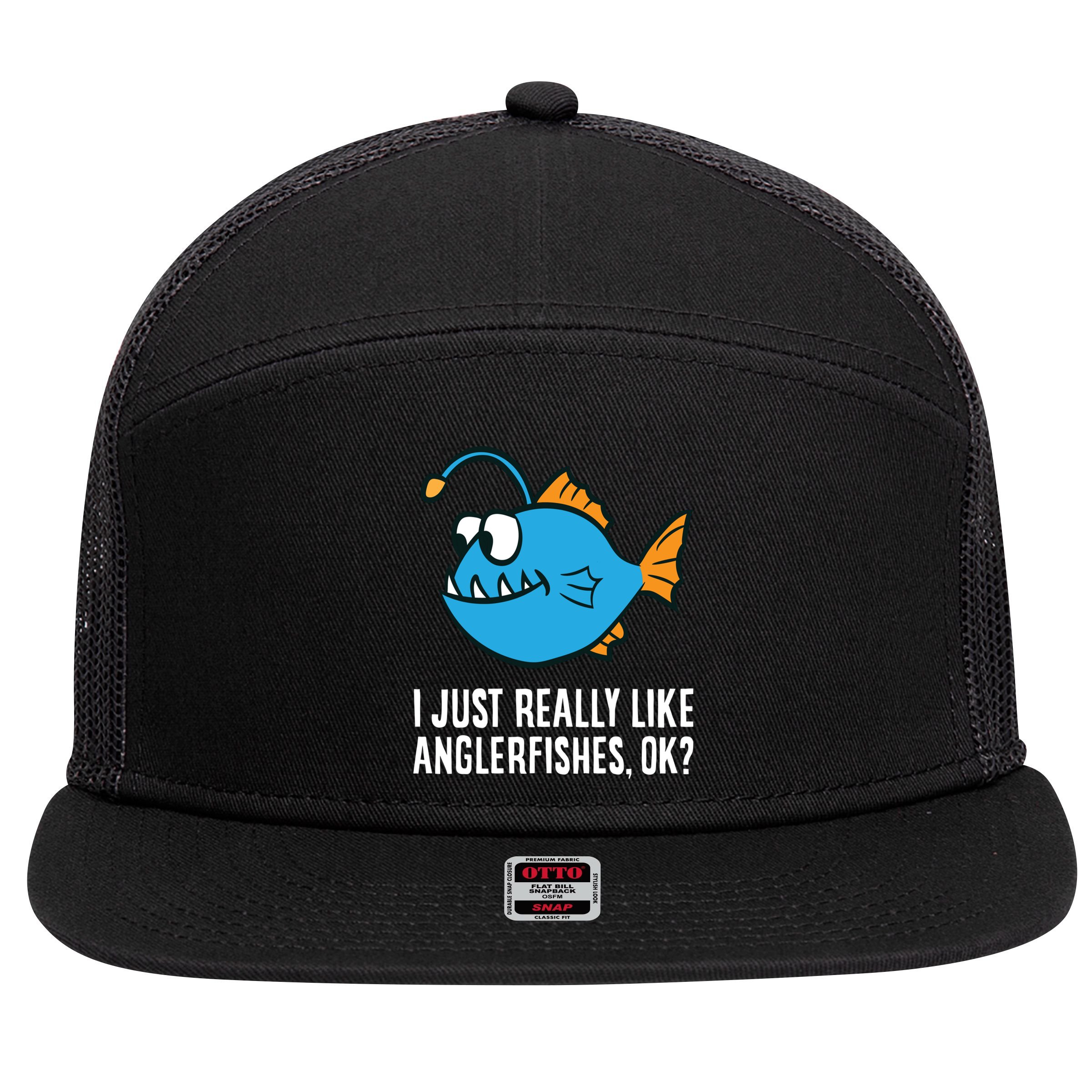 I Just Really Like Anglerfishes Ok? Angler Fish 7 Panel Mesh Trucker Snapback Hat