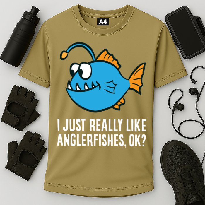 I Just Really Like Anglerfishes Ok? Angler Fish Cooling Performance Crew T-Shirt