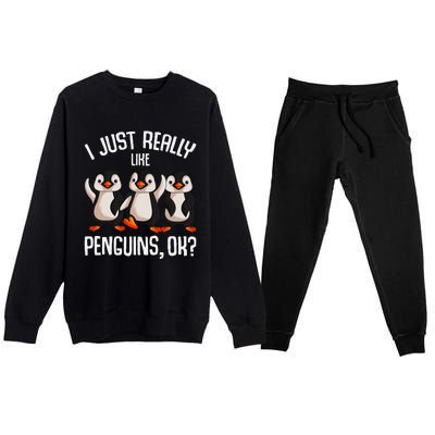 I Just Really Like Penguins Premium Crewneck Sweatsuit Set