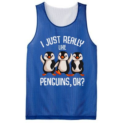 I Just Really Like Penguins Mesh Reversible Basketball Jersey Tank