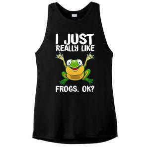 I Just Really Like Frogs Ok ? Funny Frog Gift Cool Tadpole Frog Lover Ladies PosiCharge Tri-Blend Wicking Tank