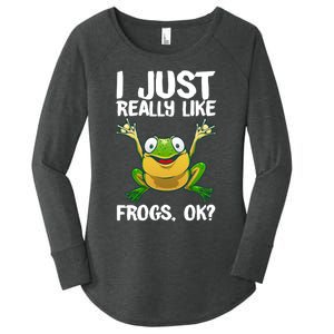 I Just Really Like Frogs Ok ? Funny Frog Gift Cool Tadpole Frog Lover Women's Perfect Tri Tunic Long Sleeve Shirt