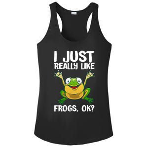 I Just Really Like Frogs Ok ? Funny Frog Gift Cool Tadpole Frog Lover Ladies PosiCharge Competitor Racerback Tank