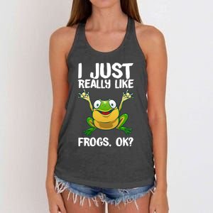 I Just Really Like Frogs Ok ? Funny Frog Gift Cool Tadpole Frog Lover Women's Knotted Racerback Tank