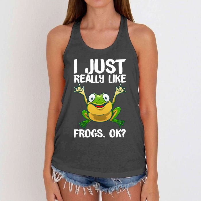 I Just Really Like Frogs Ok ? Funny Frog Gift Cool Tadpole Frog Lover Women's Knotted Racerback Tank