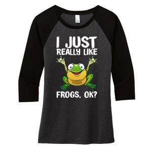 I Just Really Like Frogs Ok ? Funny Frog Gift Cool Tadpole Frog Lover Women's Tri-Blend 3/4-Sleeve Raglan Shirt