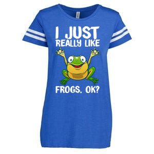 I Just Really Like Frogs Ok ? Funny Frog Gift Cool Tadpole Frog Lover Enza Ladies Jersey Football T-Shirt