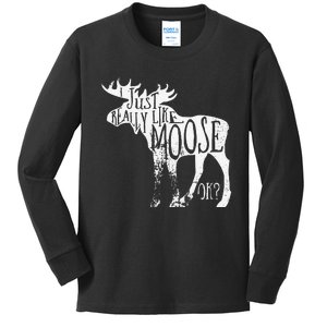 I Just Really Like Moose Stuff Christmas Kids Long Sleeve Shirt