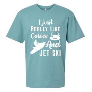 I Just Really Like Coffee And Jet Ski Water Sport Jet Skiing Funny Gift Sueded Cloud Jersey T-Shirt