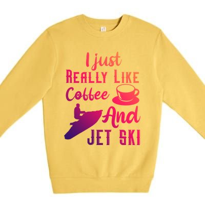 I Just Really Like Coffee And Jet Ski Water Sport Jet Skiing Gift Premium Crewneck Sweatshirt