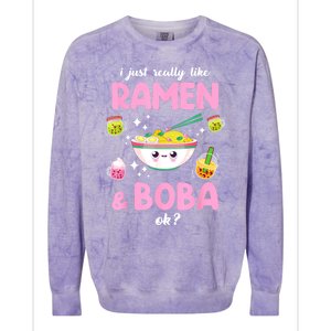 I Just Really Like Ramen And Boba Ok Bubble Tea Colorblast Crewneck Sweatshirt