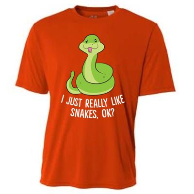 I Just Really Like Snakes Ok Funny Snake Reptile Python Funny Gift Cooling Performance Crew T-Shirt