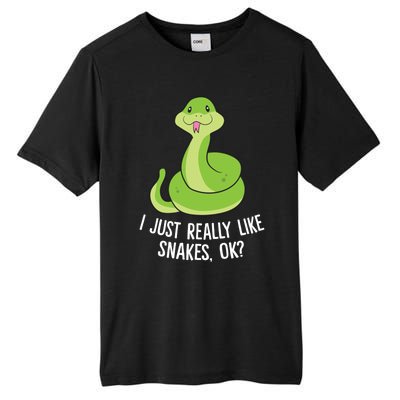 I Just Really Like Snakes Ok Funny Snake Reptile Python Funny Gift Tall Fusion ChromaSoft Performance T-Shirt