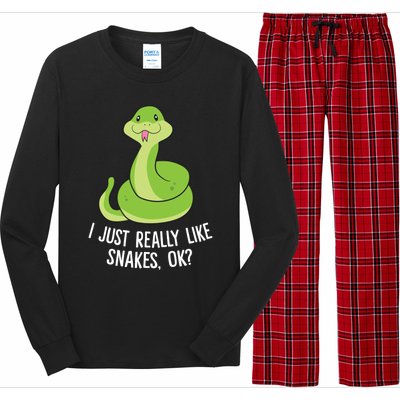 I Just Really Like Snakes Ok Funny Snake Reptile Python Funny Gift Long Sleeve Pajama Set