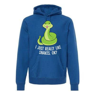 I Just Really Like Snakes Ok Funny Snake Reptile Python Funny Gift Premium Hoodie