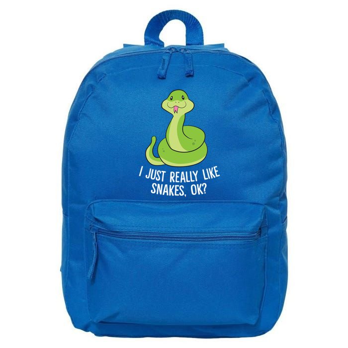 I Just Really Like Snakes Ok Funny Snake Reptile Python Funny Gift 16 in Basic Backpack