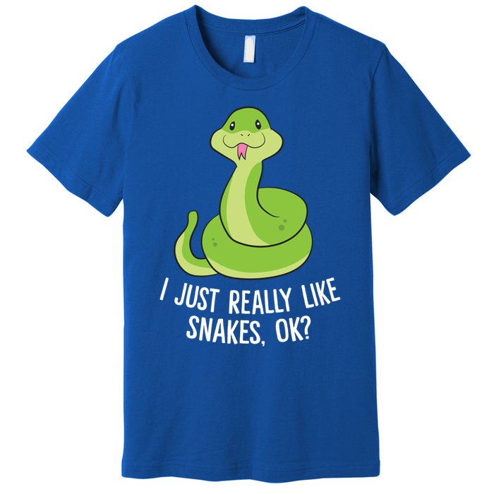 I Just Really Like Snakes Ok Funny Snake Reptile Python Funny Gift Premium T-Shirt