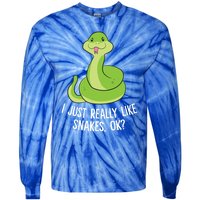 I Just Really Like Snakes Ok Funny Snake Reptile Python Funny Gift Tie-Dye Long Sleeve Shirt