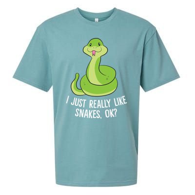 I Just Really Like Snakes Ok Funny Snake Reptile Python Funny Gift Sueded Cloud Jersey T-Shirt