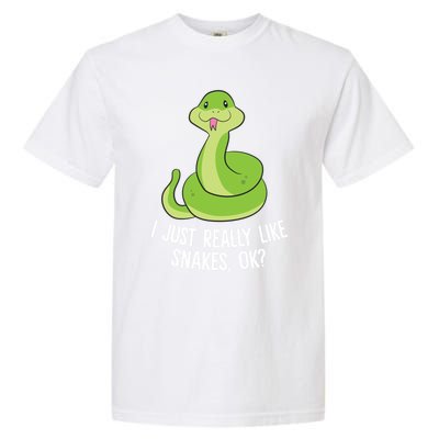 I Just Really Like Snakes Ok Funny Snake Reptile Python Funny Gift Garment-Dyed Heavyweight T-Shirt