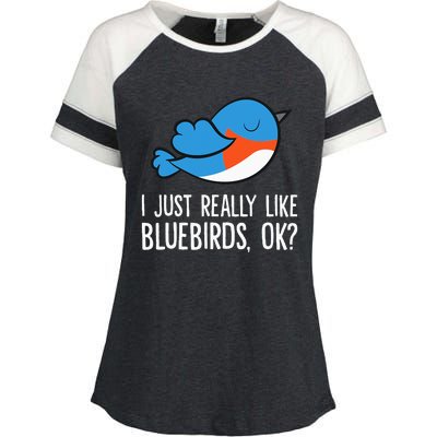 I Just Really Like Bluebirds Ok Funny Bluebird Lover Enza Ladies Jersey Colorblock Tee