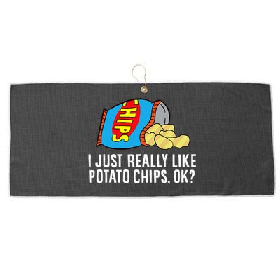 I Just Really Like Potato Chips Ok Love Potato Chips Large Microfiber Waffle Golf Towel