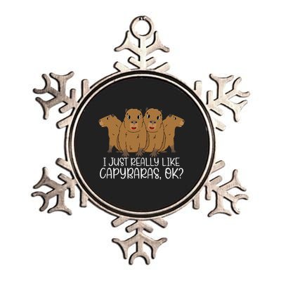 I Just Really Like Capybara Ok Capybara Lover Cute Cool Metallic Star Ornament