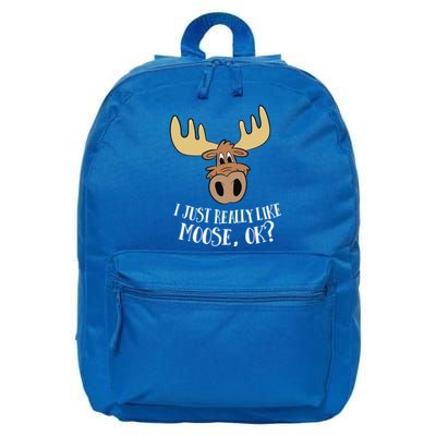 I Just Really Like Moose Okay Funny Moose Gift 16 in Basic Backpack