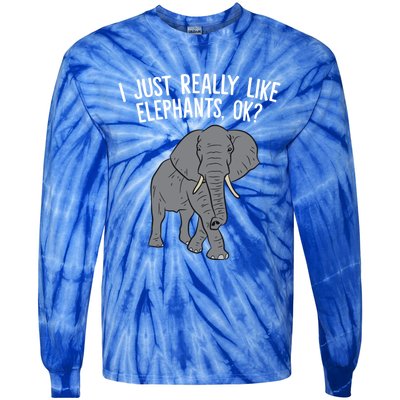 I Just Really Like Elephants Ok? Love Elephants Gift Tie-Dye Long Sleeve Shirt