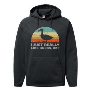 I Just Really Like Ducks Ok Performance Fleece Hoodie