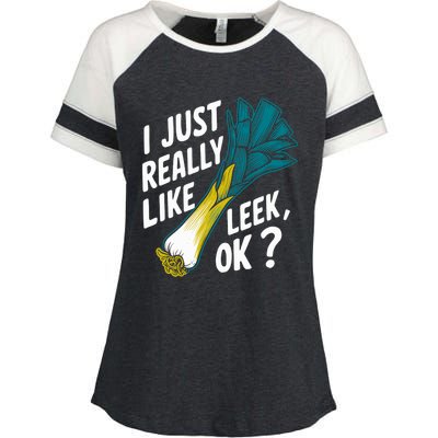 IM Just Really Into Leek Ok Enza Ladies Jersey Colorblock Tee