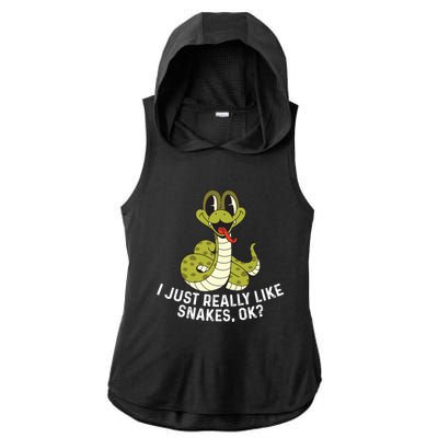 I Just Really Like Snakes Ok Reptile Gift Ladies PosiCharge Tri-Blend Wicking Draft Hoodie Tank