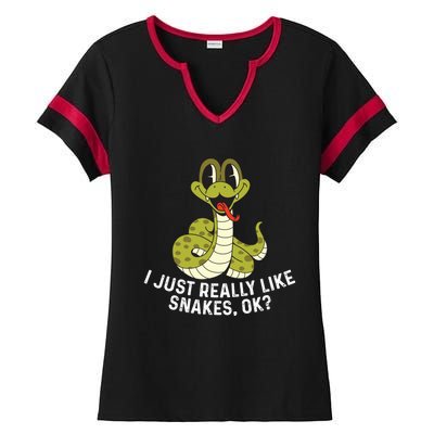 I Just Really Like Snakes Ok Reptile Gift Ladies Halftime Notch Neck Tee