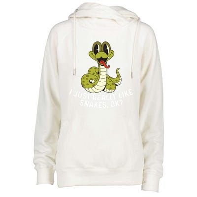 I Just Really Like Snakes Ok Reptile Gift Womens Funnel Neck Pullover Hood