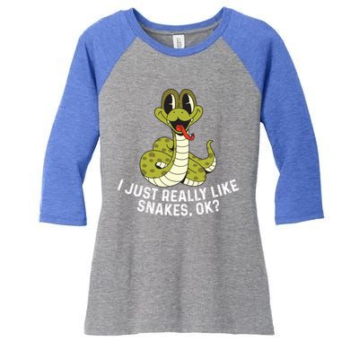 I Just Really Like Snakes Ok Reptile Gift Women's Tri-Blend 3/4-Sleeve Raglan Shirt