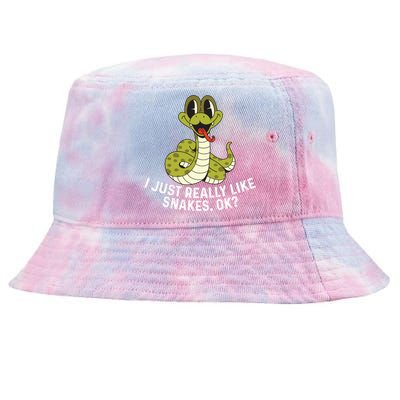 I Just Really Like Snakes Ok Reptile Gift Tie-Dyed Bucket Hat