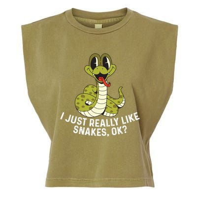 I Just Really Like Snakes Ok Reptile Gift Garment-Dyed Women's Muscle Tee