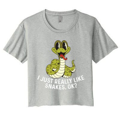 I Just Really Like Snakes Ok Reptile Gift Women's Crop Top Tee