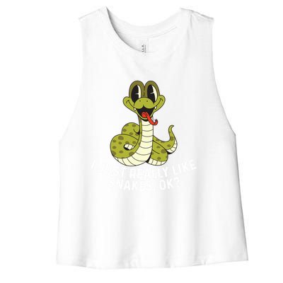 I Just Really Like Snakes Ok Reptile Gift Women's Racerback Cropped Tank