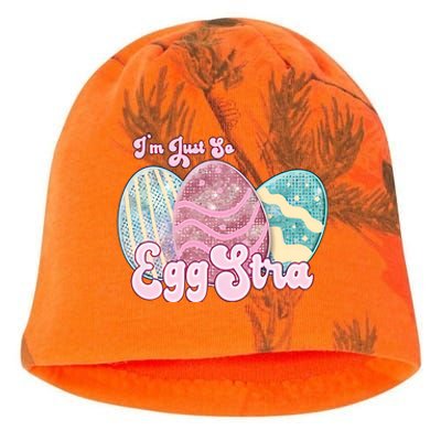 I'm Just So Eggstra Cute Egg Stra Easter Bunny Funny Easter Eggs Kati - Camo Knit Beanie