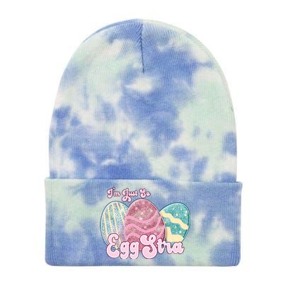 I'm Just So Eggstra Cute Egg Stra Easter Bunny Funny Easter Eggs Tie Dye 12in Knit Beanie