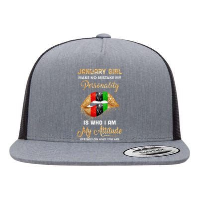 I'm January Sexy Lip Black Wo Aquarius Birthday Gift Flat Bill Trucker Hat