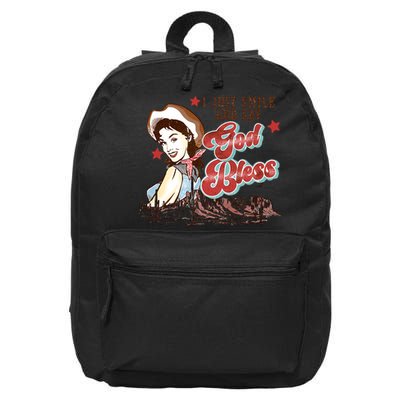 I Just Smile And Say God Bless Cowgirl Western 16 in Basic Backpack