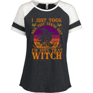 I Just Took Dna Test Turn Out I Am 100% That Witch Halloween Cute Gift Enza Ladies Jersey Colorblock Tee