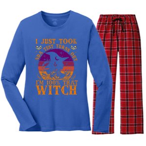 I Just Took Dna Test Turn Out I Am 100% That Witch Halloween Cute Gift Women's Long Sleeve Flannel Pajama Set 