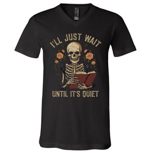 Ill Just Wait Until Its Quiet Teacher Lazy Halloween Costume V-Neck T-Shirt