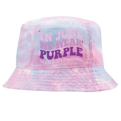 In June We Wear Purple Alzheimer Awareness Month Groovy Tie-Dyed Bucket Hat