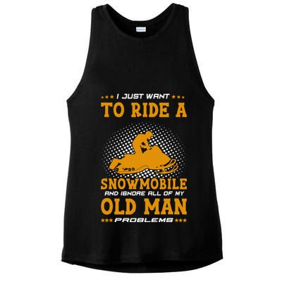 I Just Want To Ride A Snowmobile And Ignore All Of Old Man Ladies PosiCharge Tri-Blend Wicking Tank